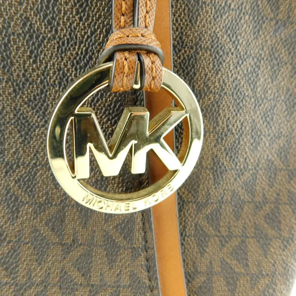 MICHAEL KORS Signature MK Logo Brown Shopper Tote Shoulder Bag